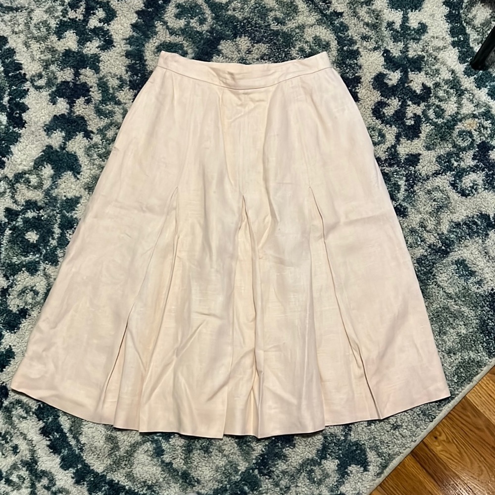 Vintage chance encounters pleaded 100% linen skirt